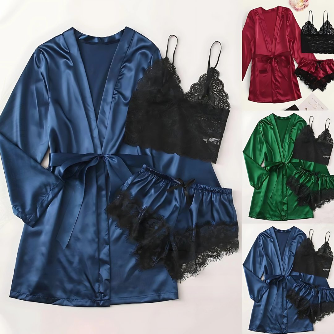 💖 Chemise de Nuit 4 Pièces pour Femme – Élégance, Confort et Douceur 🌙